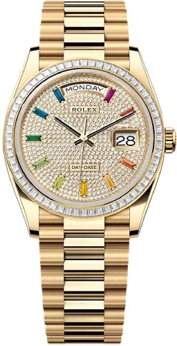   x Day-Date 36 36mm Diamond-Paved Dial Diamond-Set Bezel President Bracelet - 128398TBR | 2024 Model Day-Date Watches Affordable Day-Date Watch