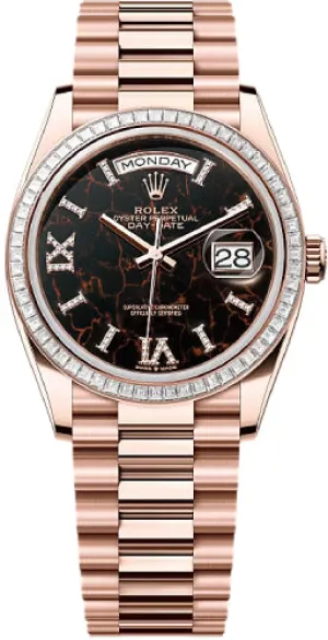   x Day-Date 36 36mm Eisenkiesel Diamond-Set Dial Diamond-Set Bezel President Bracelet - 128395TBR | 2024 Model Day-Date Watches Affordable Day-Date Watch