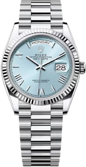   x Day-Date 36 36mm Ice-Blue Dial Fluted Bezel President Bracelet - 128236 | 2024 Model Day-Date Watches Affordable Day-Date Watch