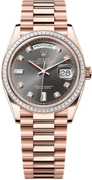   x Day-Date 36 36mm Slate Diamond-Set Dial Diamond-Set Bezel President Bracelet - 128395TBR | 2024 Model Day-Date Watches Affordable Day-Date Watch