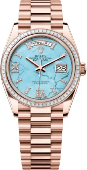   x Day-Date 36 36mm Turquoise Diamond-Set Dial Diamond-Set Bezel President Bracelet - 128395TBR | 2024 Model Day-Date Watches Affordable Day-Date Watch
