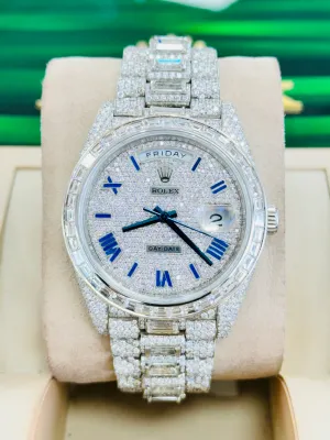   x Day-Date 40 228206 Custom Diamond Set Platinum Custom Baguette Bezel MINT   x day?date watch day date waterproof watch