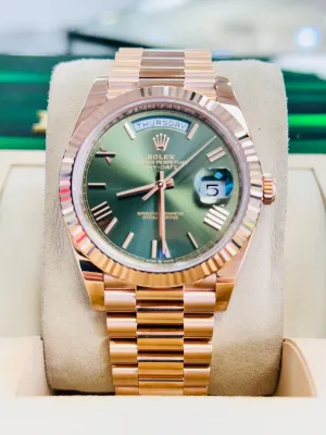   x Day-Date 40 228235 Olive Green President Rose Gold Box and Papers Unworn   x day?date watch day date waterproof watch