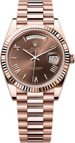   x Day-Date 40 40mm Slate Chocolate Roman Dial Fluted Bezel President Bracelet - 228235 | 2024 Model Day-Date Watches Affordable Day-Date Watch