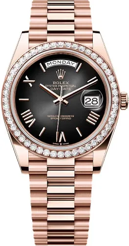   x Day-Date 40 40mm Slate Ombr Roman Dial Diamond-Set Bezel President Bracelet - 228345RBR | 2024 Model Day-Date Watches Affordable Day-Date Watch