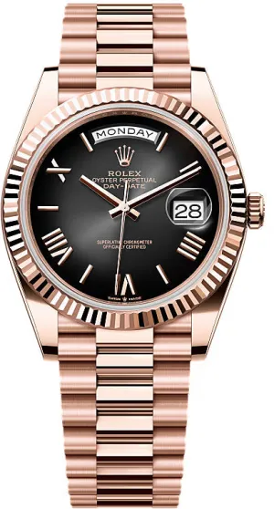   x Day-Date 40 40mm Slate Ombr Roman Dial Fluted Bezel President Bracelet - 228235 | 2024 Model Day-Date Watches Affordable Day-Date Watch