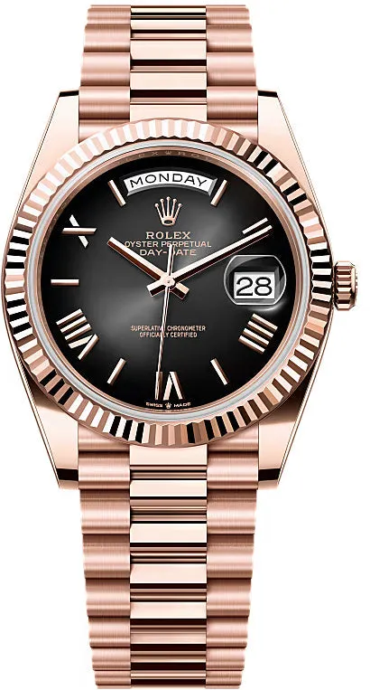   x Day-Date 40 40mm Slate Ombr Roman Dial Fluted Bezel President Bracelet - 228235 | 2024 Model Day-Date Watches Affordable Day-Date Watch