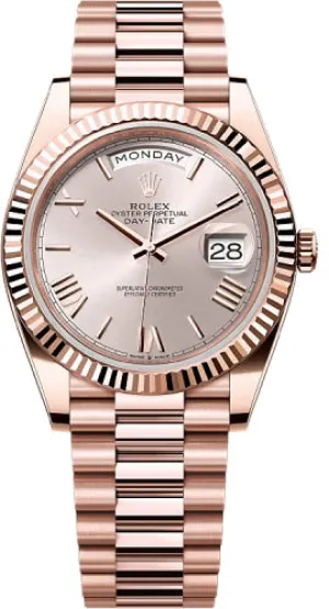   x Day-Date 40 40mm Slate Sundust Roman Dial Fluted Bezel President Bracelet - 228235 | 2024 Model Day-Date Watches Affordable Day-Date Watch