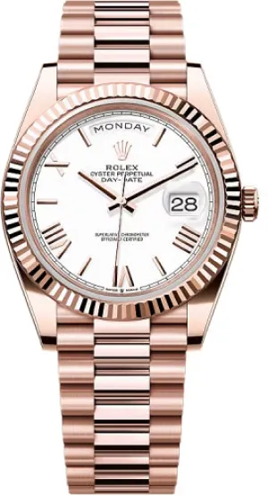   x Day-Date 40 40mm Slate White Roman Dial Fluted Bezel President Bracelet - 228235 | 2024 Model Day-Date Watches Affordable Day-Date Watch