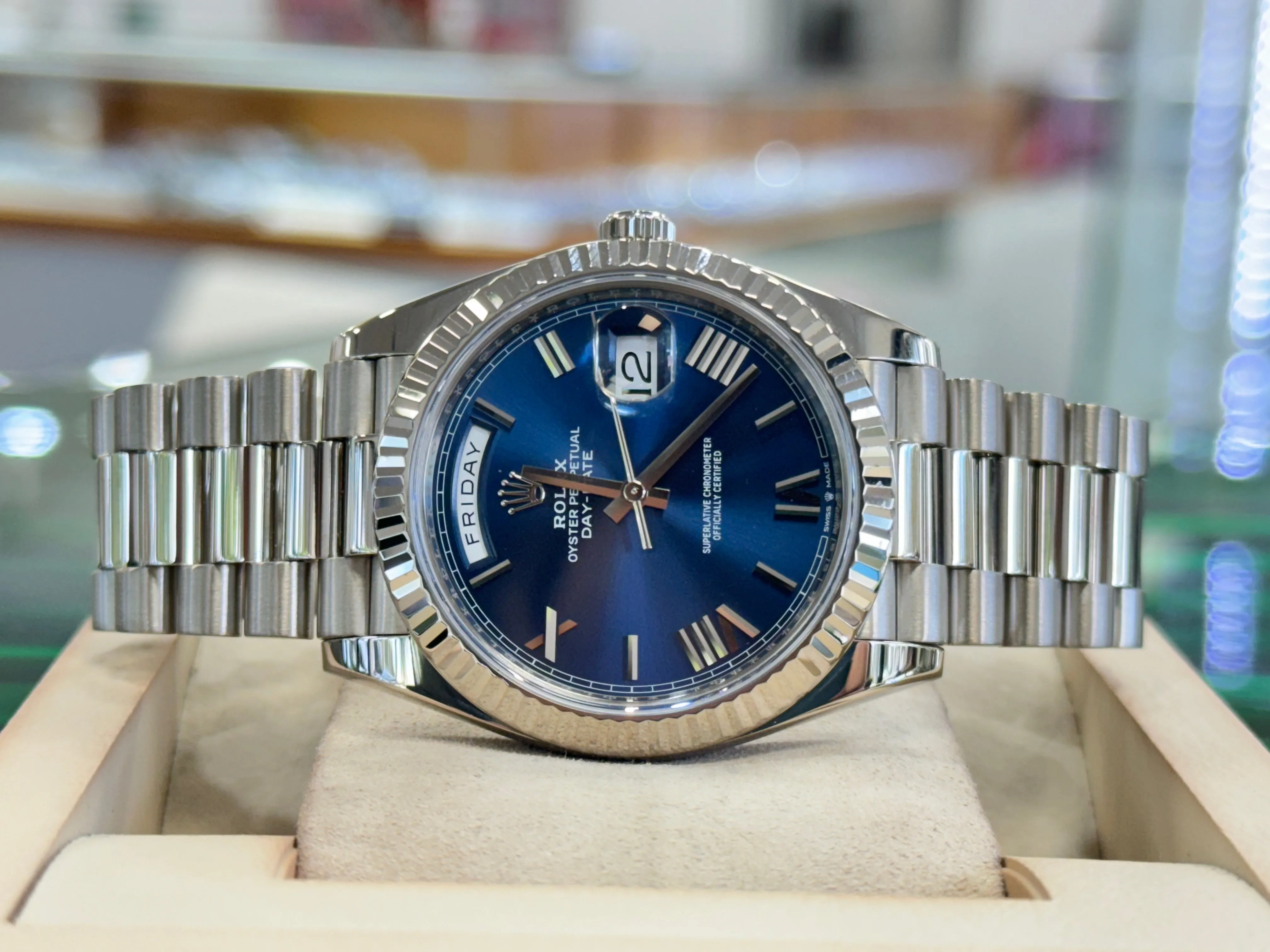   x Day-Date 40mm 228239 Factory Blue Roman Dial Box and Papers MINT