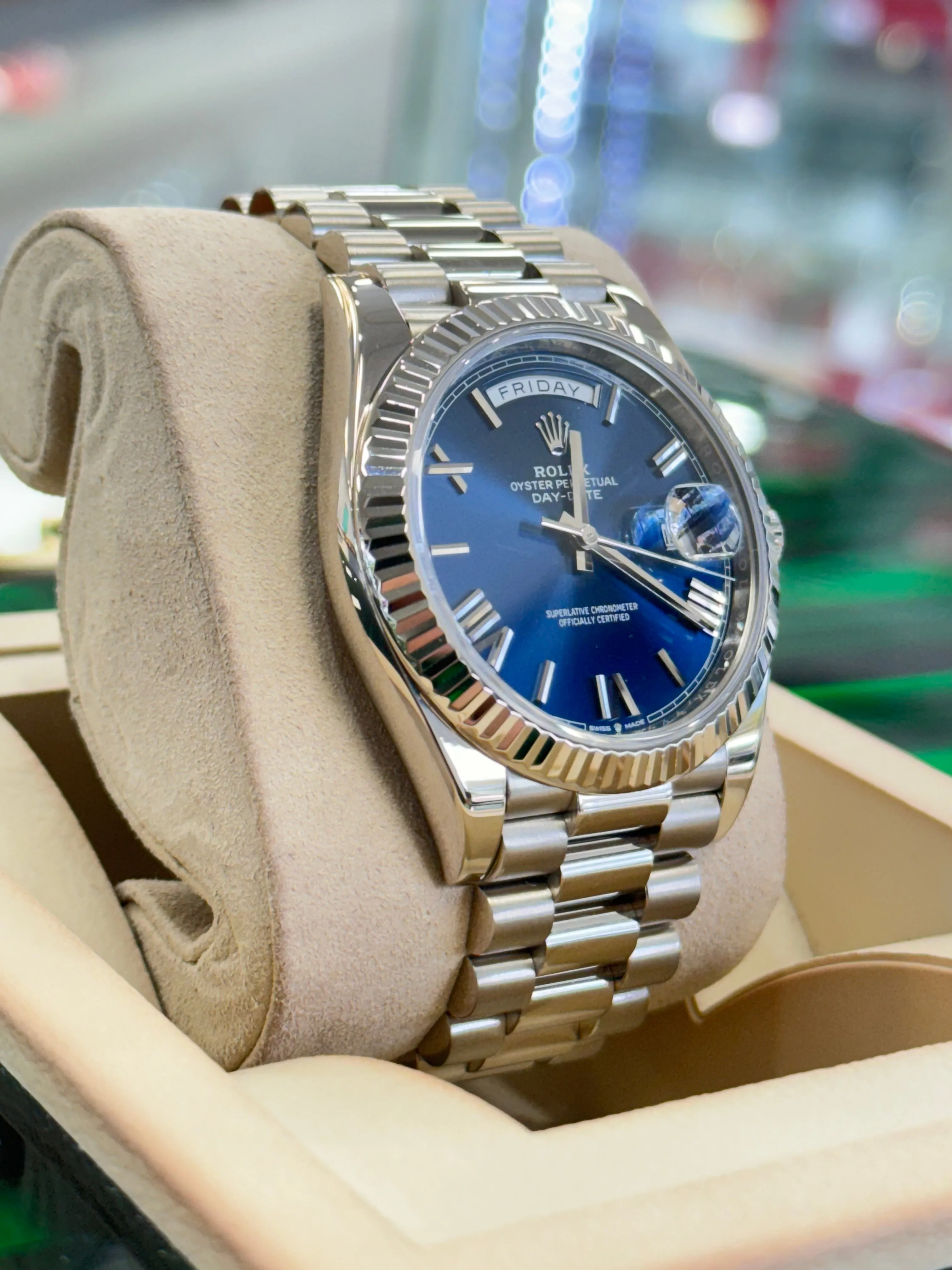   x Day-Date 40mm 228239 Factory Blue Roman Dial Box and Papers MINT