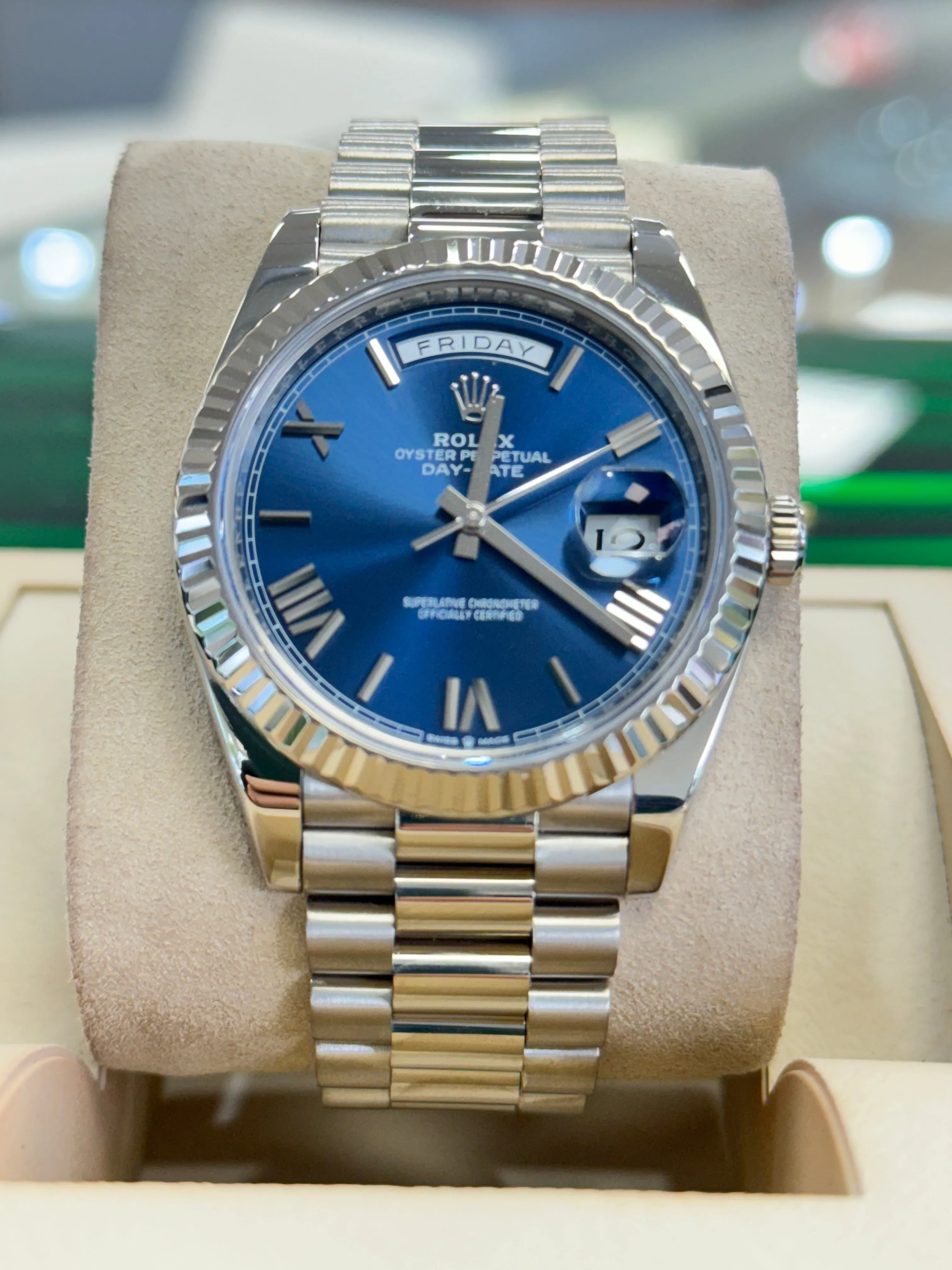   x Day-Date 40mm 228239 Factory Blue Roman Dial Box and Papers MINT