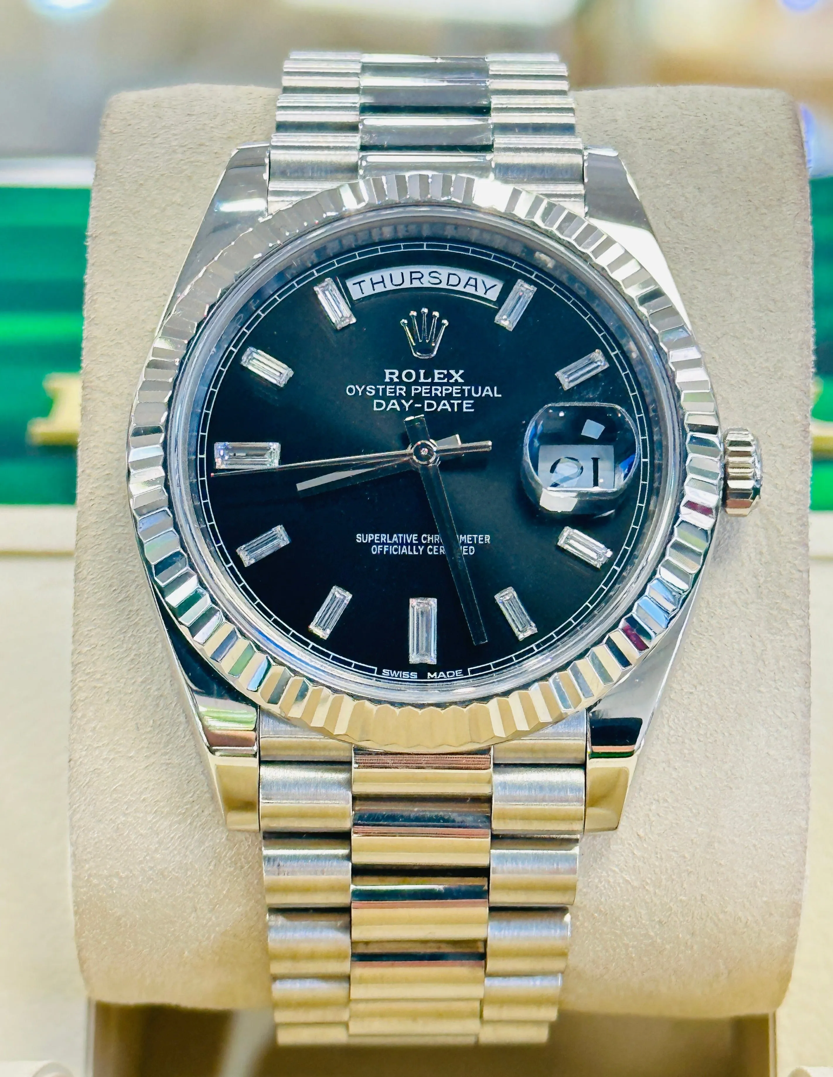   x Day-Date President 18k White Gold 40mm 228239 Factory Diamond Baguettes Dial Watch Box and Papers MINT   x day?date watch day date waterproof watch