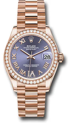   x Everose Gold Datejust 31 Watch - Diamond Bezel - Aubergine Diamond Six Dial - President Bracelet 278285RBR aubdr6p Datejust watch for sale   x Datejust watch