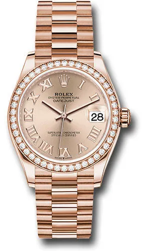   x Everose Gold Datejust 31 Watch - Diamond Bezel - Ros Roman Dial - President Bracelet 278285RBR rsrp Datejust watch for sale   x Datejust watch