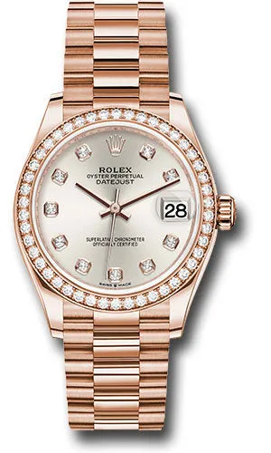   x Everose Gold Datejust 31 Watch - Diamond Bezel - Silver Diamond Dial - President Bracelet 278285RBR sdp Datejust watch for sale   x Datejust watch
