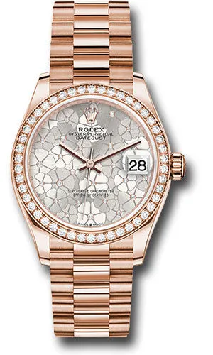   x Everose Gold Datejust 31 Watch - Diamond Bezel - Silver Floral Motif Diamond Dial - President Bracelet 278285rbr sflomdp Datejust watch for sale   x Datejust watch