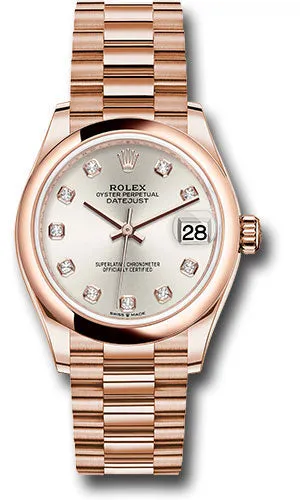   x Everose Gold Datejust 31 Watch - Domed Bezel - Silver Diamond Dial - President Bracelet 278245 sdp Datejust watch for sale   x Datejust watch