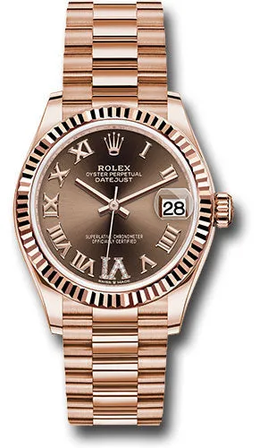   x Everose Gold Datejust 31 Watch - Fluted Bezel - Chocolate Diamond Six Dial - President Bracelet 278275 chodr6p Datejust watch for sale   x Datejust watch