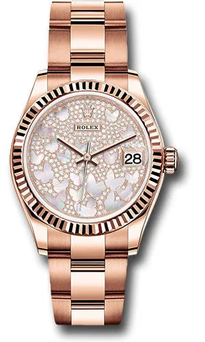   x Everose Gold Datejust 31 Watch - Fluted Bezel - Diamond Paved Butterfly Dial - Oyster Bracelet 278275 pmopbo Datejust watch for sale   x Datejust watch