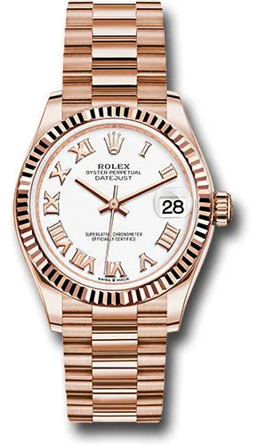   x Everose Gold Datejust 31 Watch - Fluted Bezel - White Roman Dial - President Bracelet 278275 wrp Datejust watch for sale   x Datejust watch