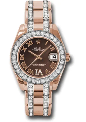   x Everose Gold Datejust Pearlmaster 34 Watch - 32 Diamond Bezel - Chocolate Roman Dial - 81285 chodrdp Datejust watch for sale   x Datejust watch