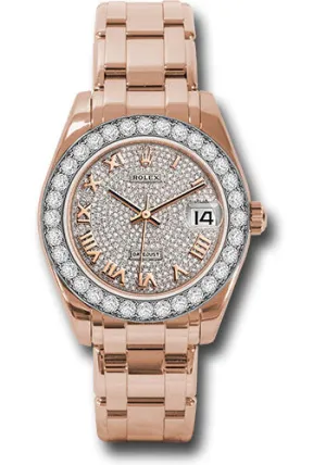   x Everose Gold Datejust Pearlmaster 34 Watch - 32 Diamond Bezel - Diamond Paved Roman Dial - 81285 dprp Datejust watch for sale   x Datejust watch