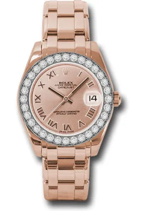   x Everose Gold Datejust Pearlmaster 34 Watch - 32 Diamond Bezel - Pink Roman Dial - 81285 prp Datejust watch for sale   x Datejust watch