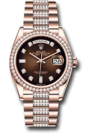   x Everose Gold Day-Date 36 Watch - Diamond Bezel - Brown Ombr Diamond Dial - Diamond President Bracelet - 128345rbr broddp Day-Date Watches Affordable Day-Date Watch