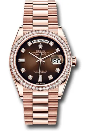   x Everose Gold Day-Date 36 Watch - Diamond Bezel - Brown Ombre Diamond Dial - President Bracelet - 128345RBR brodp Day-Date Watches Affordable Day-Date Watch