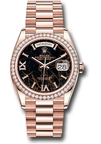   x Everose Gold Day-Date 36 Watch - Diamond Bezel - Eisenkiesel Diamond Index Roman 9 Dial - President Bracelet - 128345rbr eididrp Day-Date Watches Affordable Day-Date Watch