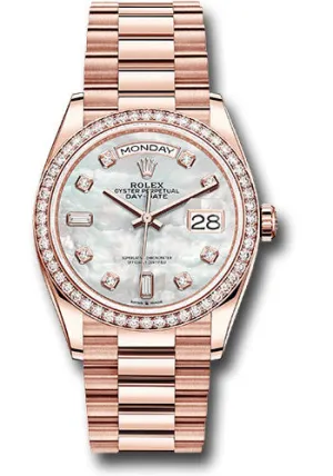   x Everose Gold Day-Date 36 Watch - Diamond Bezel - Mother-of-Pearl Diamond Dial - President Bracelet - 128345RBR mdp Day-Date Watches Affordable Day-Date Watch
