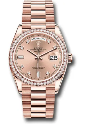   x Everose Gold Day-Date 36 Watch - Diamond Bezel - Ros Diamond Dial - President Bracelet - 128345RBR rodp Day-Date Watches Affordable Day-Date Watch