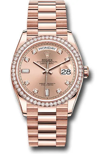   x Everose Gold Day-Date 36 Watch - Diamond Bezel - Ros Diamond Dial - President Bracelet - 128345RBR rodp Day-Date Watches Affordable Day-Date Watch