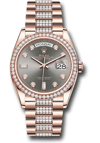   x Everose Gold Day-Date 36 Watch - Diamond Bezel - Slate Diamond Dial - Diamond President Bracelet - 128345rbr slddp Day-Date Watches Affordable Day-Date Watch