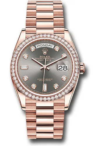  x Everose Gold Day-Date 36 Watch - Diamond Bezel - Slate Diamond Dial - President Bracelet - 128345rbr sldp Day-Date Watches Affordable Day-Date Watch