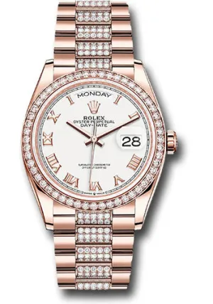   x Everose Gold Day-Date 36 Watch - Diamond Bezel - White Roman Dial - Diamond President Bracelet - 128345rbr wrdp Day-Date Watches Affordable Day-Date Watch