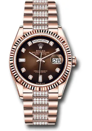   x Everose Gold Day-Date 36 Watch - Fluted Bezel - Brown Ombr Diamond Dial - Diamond President Bracelet - 128235 broddp Day-Date Watches Affordable Day-Date Watch