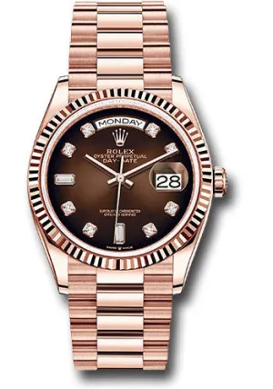   x Everose Gold Day-Date 36 Watch - Fluted Bezel - Brown Ombre Diamond Dial - President Bracelet - 128235 brodp Day-Date Watches Affordable Day-Date Watch