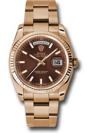   x Everose Gold Day-Date 36 Watch - Fluted Bezel - Chocolate Index Dial - Oyster Bracelet - 118235 choio Day-Date Watches Affordable Day-Date Watch