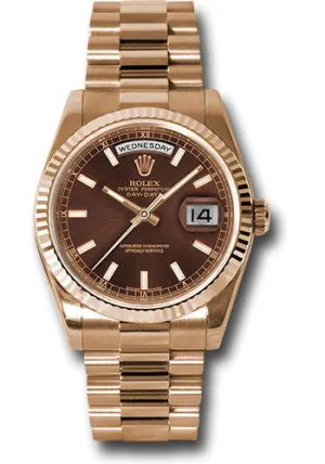   x Everose Gold Day-Date 36 Watch - Fluted Bezel - Chocolate Index Dial - President Bracelet - 118235 choip Day-Date Watches Affordable Day-Date Watch