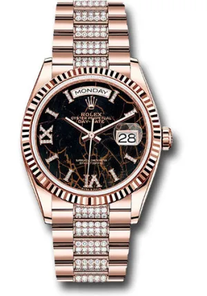   x Everose Gold Day-Date 36 Watch - Fluted Bezel - Eisenkiesel Diamond Index Roman 9 Dial - Diamond President Bracelet - 128235 eididrdp Day-Date Watches Affordable Day-Date Watch
