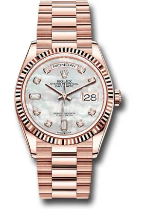   x Everose Gold Day-Date 36 Watch - Fluted Bezel - Mother-of-Pearl Diamond Dial - President Bracelet - 128235 mdp Day-Date Watches Affordable Day-Date Watch