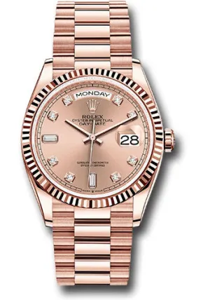   x Everose Gold Day-Date 36 Watch - Fluted Bezel - Ros Diamond Dial - President Bracelet - 128235 rodp Day-Date Watches Affordable Day-Date Watch