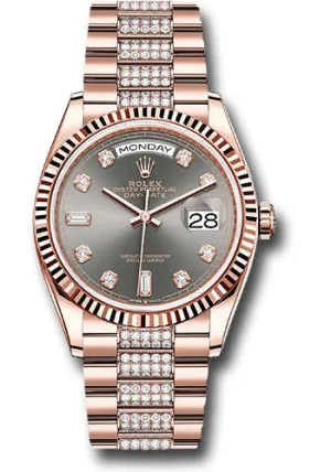   x Everose Gold Day-Date 36 Watch - Fluted Bezel - Slate Diamond Dial - Diamond President Bracelet - 128235 slddp Day-Date Watches Affordable Day-Date Watch