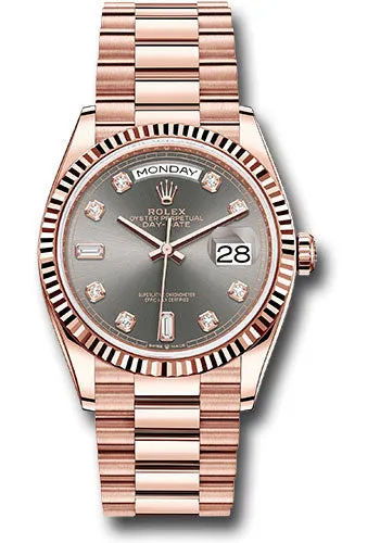   x Everose Gold Day-Date 36 Watch - Fluted Bezel - Slate Diamond Dial - President Bracelet - 128235 sldp Day-Date Watches Affordable Day-Date Watch