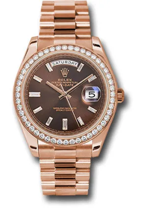   x Everose Gold Day-Date 40 Watch - Everose Gold Bezel - Chocolate Baguette Diamond Dial - President Bracelet - 228345RBR chobdp Day-Date Watches Affordable Day-Date Watch