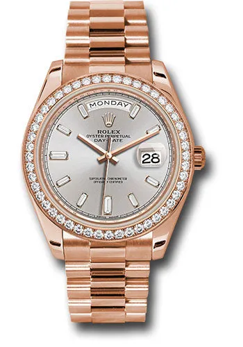   x Everose Gold Day-Date 40 Watch - Everose Gold Bezel - Sundust Baguette-Cut Diamond Dial - President Bracelet - 228345RBR sdbdp Day-Date Watches Affordable Day-Date Watch