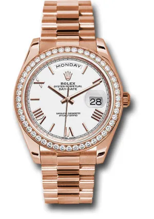   x Everose Gold Day-Date 40 Watch - Everose Gold Bezel - White Bevelled Roman Dial - President Bracelet - 228345RBR wrp Day-Date Watches Affordable Day-Date Watch