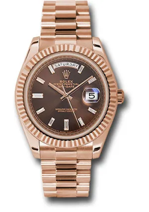   x Everose Gold Day-Date 40 Watch - Fluted Bezel - Chocolate Baguette Diamond Dial - President Bracelet - 228235 chbdp Day-Date Watches Affordable Day-Date Watch